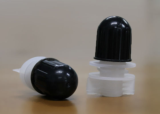 Weiße Plastiktüllen-Schrauben-Mit einer Kappe bedecken Kappen, die auf Waschmittel Doypack versiegeln