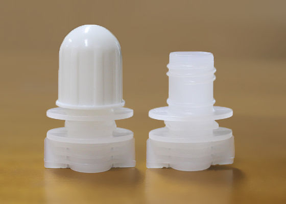 Weiße Plastiktüllen-Schrauben-Mit einer Kappe bedecken Kappen, die auf Waschmittel Doypack versiegeln