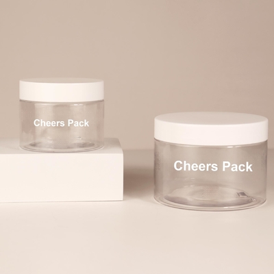 Großhandel Hautpflege Leerkörper-Scrub PET-Glasbehälter klares rundes Kunststoff-Körper-Scrub-Glas mit Deckel