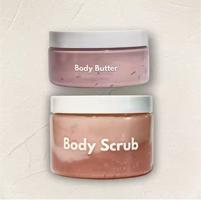 Großhandel Hautpflege Leerkörper-Scrub PET-Glasbehälter klares rundes Kunststoff-Körper-Scrub-Glas mit Deckel