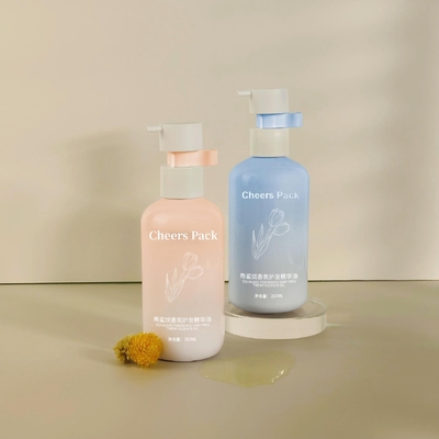 250 ml Flip Top Cap HDPE Plastik Shampoo Babycare Pink Flasche Lotion Pumpe Für kosmetische Verpackungen