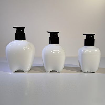 100-250ml Zahnförmige Kunststoffflasche mit Druckpumpe für Handwäsche, Haarlotion, Händedesinfektionsmittel, anpassbares Logo