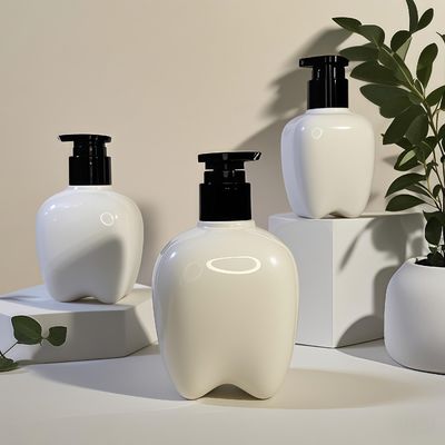 100-250ml Zahnförmige Kunststoffflasche mit Druckpumpe für Handwäsche, Haarlotion, Händedesinfektionsmittel, anpassbares Logo