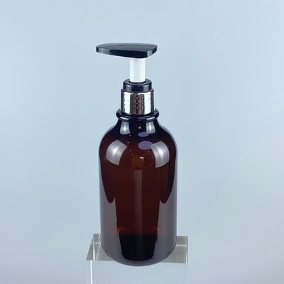 500ml halbtransparente braune PET-Kunststoffflasche mit Presspumpe für Cremes, Duschgel, Haarpflege, Schraubverschluss für Kosmetikverpackungen
