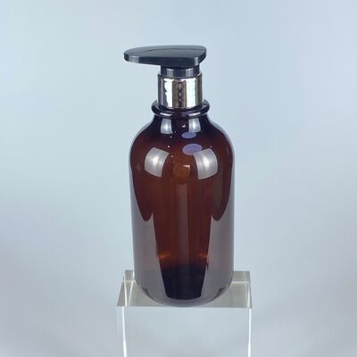 500ml halbtransparente braune PET-Kunststoffflasche mit Presspumpe für Cremes, Duschgel, Haarpflege, Schraubverschluss für Kosmetikverpackungen