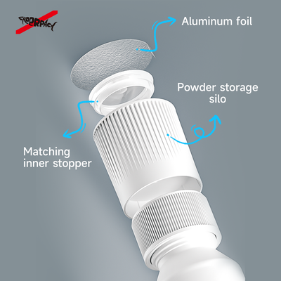 K2 Press on Water Powder Separation Cap PE Twist Top Powder Bottle Lid for Solid Drink & Energy Supplement