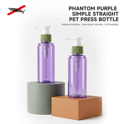 Transparente lila PET-Pumpflasche, leere Lotionsspenderflasche, kundenspezifische Farbkosmetikverpackungsbehälter für Shampoo-Körperwäsche
