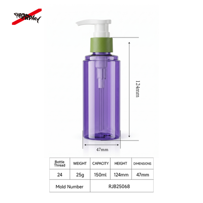Transparent Purple PET Pump Bottle Empty Lotion Dispenser Bottle Custom Color Cosmetic Packaging Container for Shampoo Body Wash