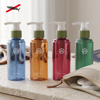 Transparent Purple PET Pump Bottle Empty Lotion Dispenser Bottle Custom Color Cosmetic Packaging Container for Shampoo Body Wash