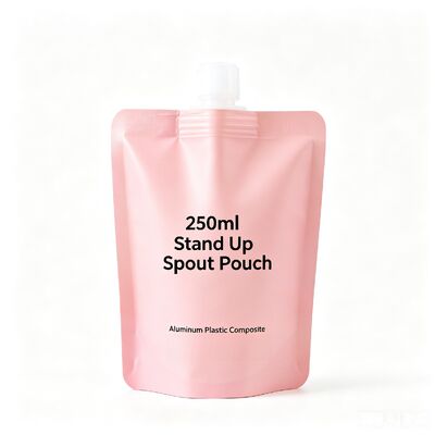 250 ml Stand-up-Tüllenbeutel, Aluminium-Kunststoff-Verbundbeutel, flexible Getränke- und Lebensmittelverpackung mit Klappverschluss