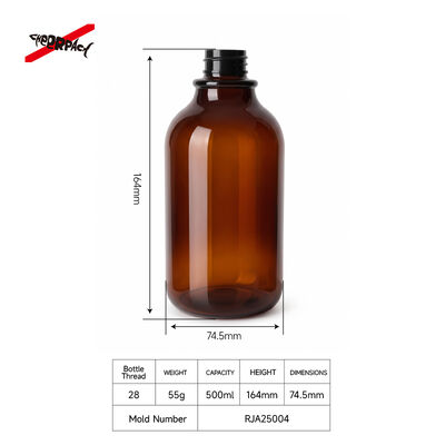 500ml Amber PET Lotion Pump Bottle | Cosmetic Shampoo Packaging Supplier | Thickened base, leak-proof. Custom logo & color for shampoo, body wash, skincare liquid. Bulk wholesale, flexible MOQ.