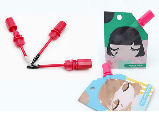 Rote Plastiktüllen-Düse mit Bürste für Lippenstift Sacket oder Wimperntuschen-Tasche
